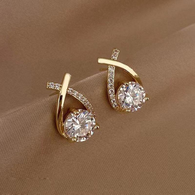 Pearl Stud Earrings - 925 Silver Needle Korean Fashion Zircon