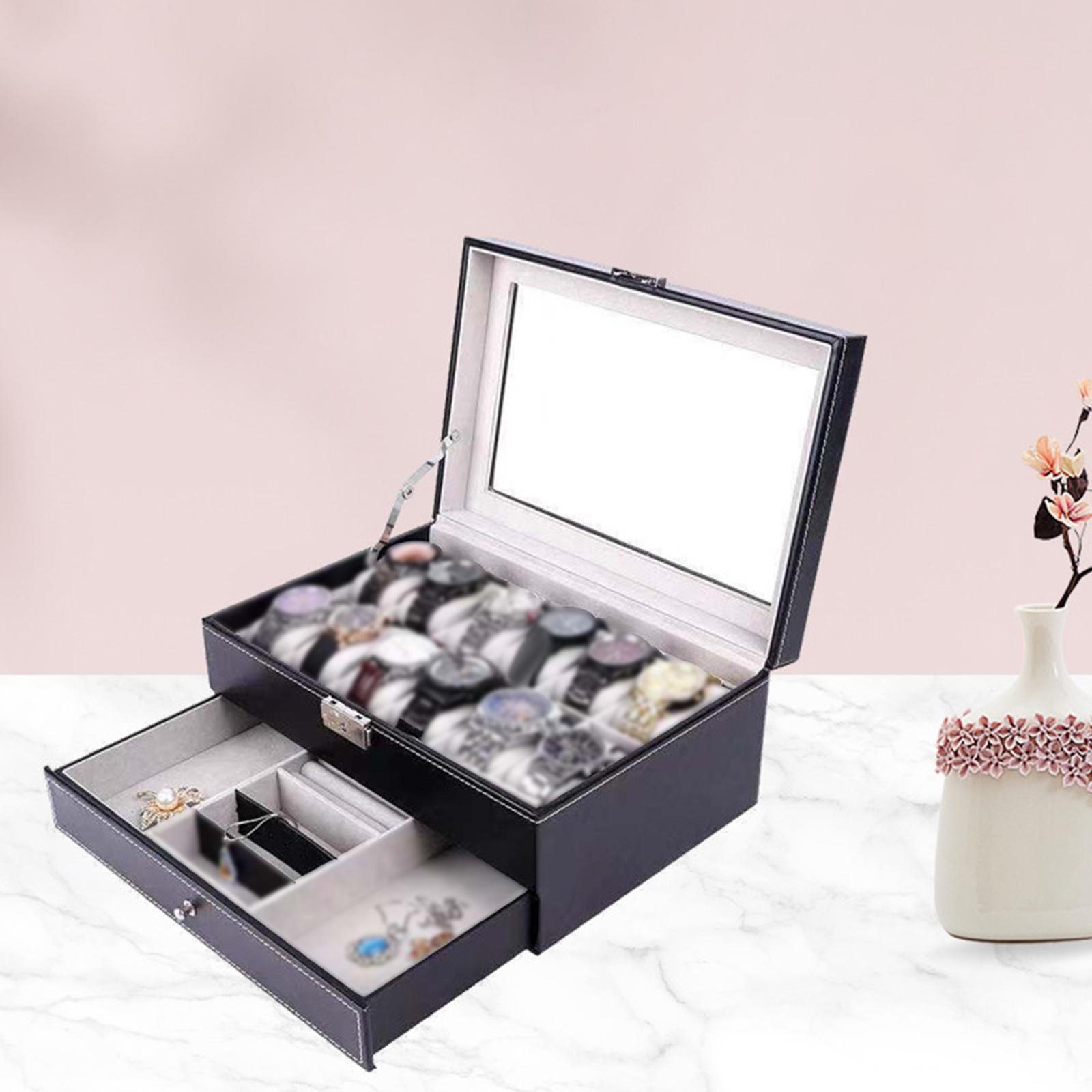 Jewelry Box Watches Bracelets - 12 Slots PU Leather Watch Storage
