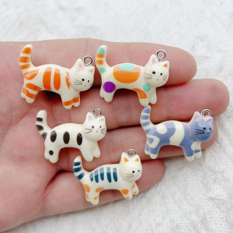 Jewelry & Watches Spółka Z Ograniczoną Odpowiedzialnością - 10pcs resin cartoon cat animal jewelry