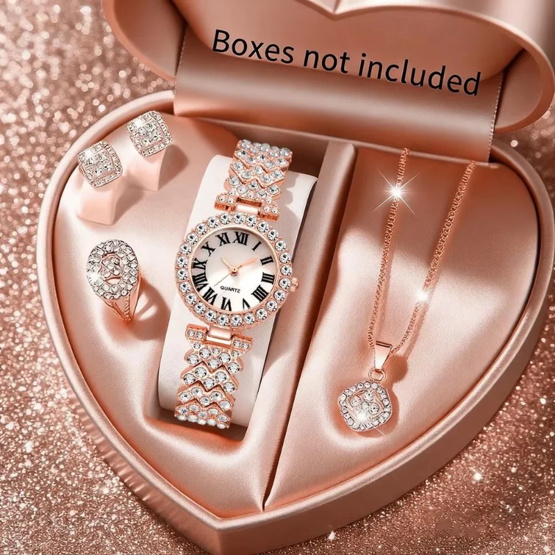 5PCS Luxury Rhinestone Women's - Jewelry Box Watches Bracelets のレビューと価格