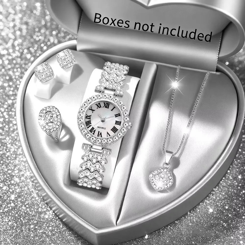 5PCS Luxury Rhinestone Women's - Jewelry Box Watches Bracelets のレビューと価格