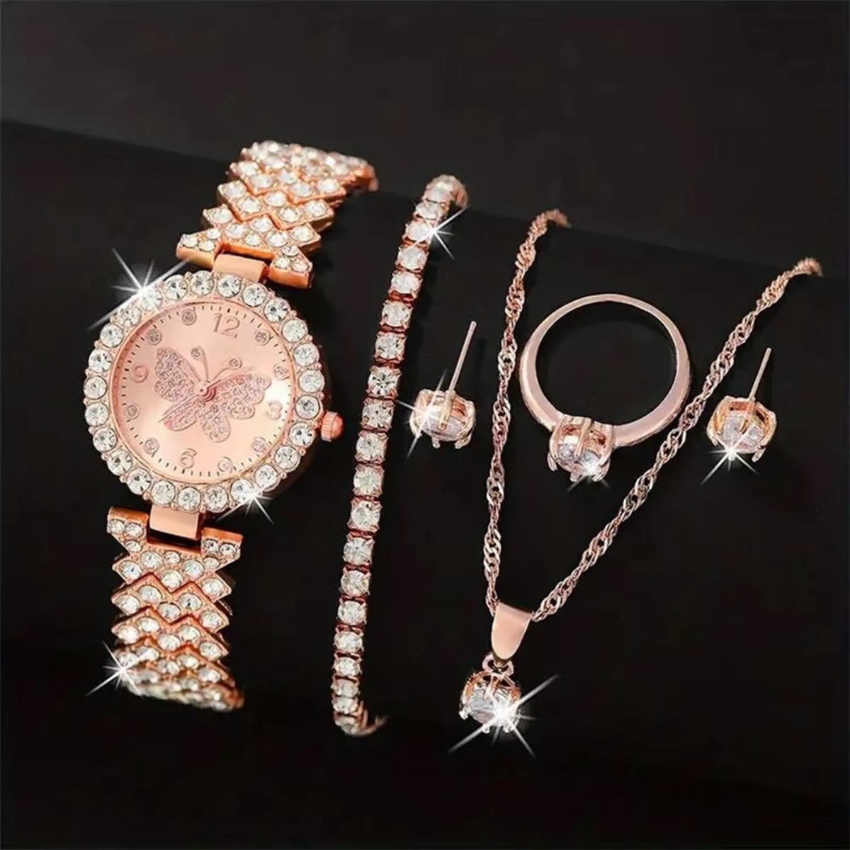 6PCS/Set Luxury Rhinestone But - Jewelry Box Watches Bracelets のレビューと価格