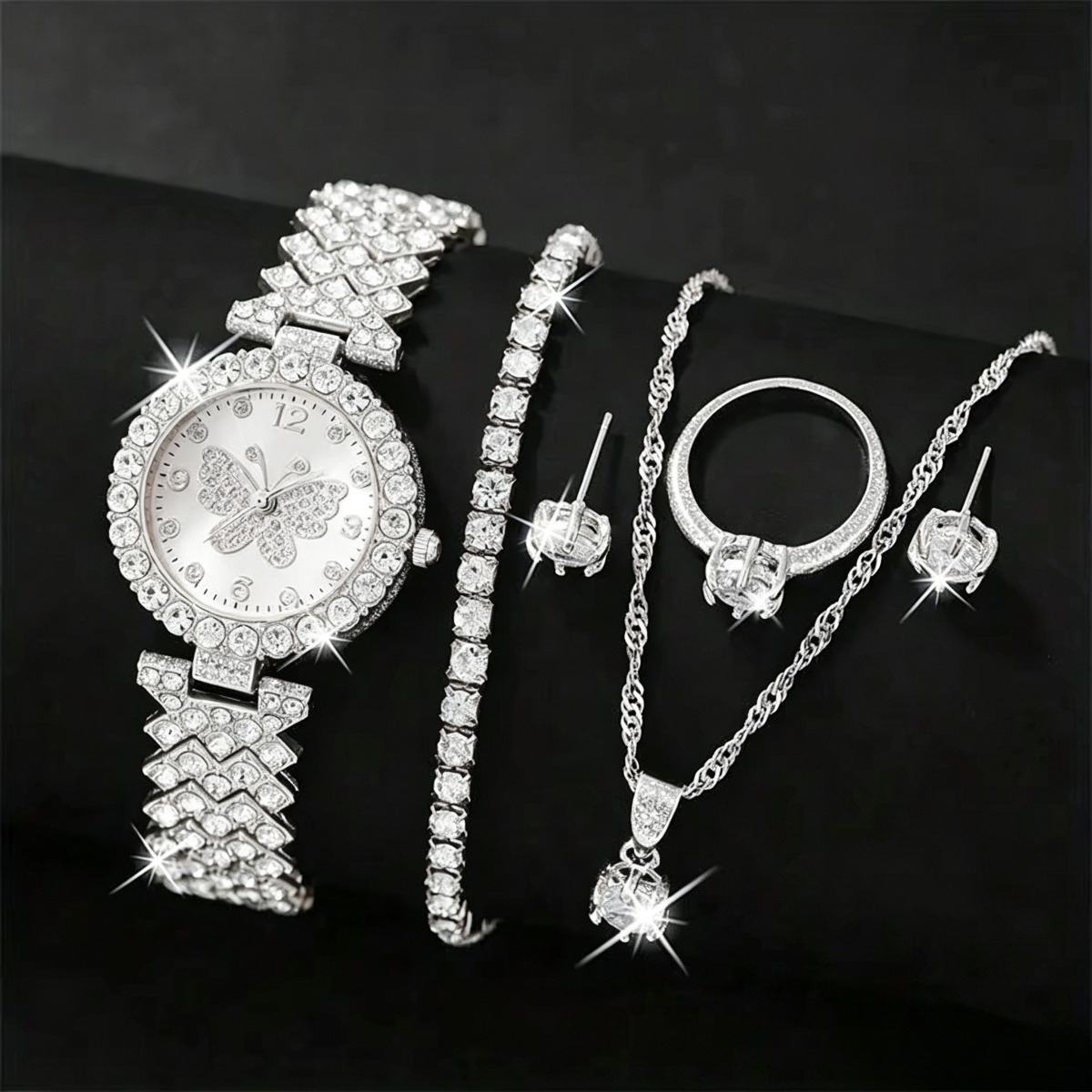 6PCS/Set Luxury Rhinestone But - Jewelry Box Watches Bracelets のレビューと価格