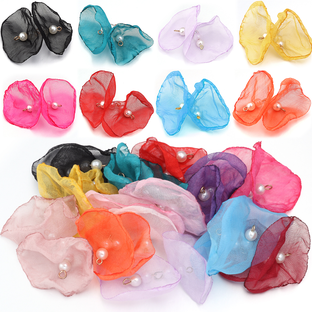 10pcs/lot Sweet Pearl Gauze Ch - Pearl Stud Earrings のレビューと価格