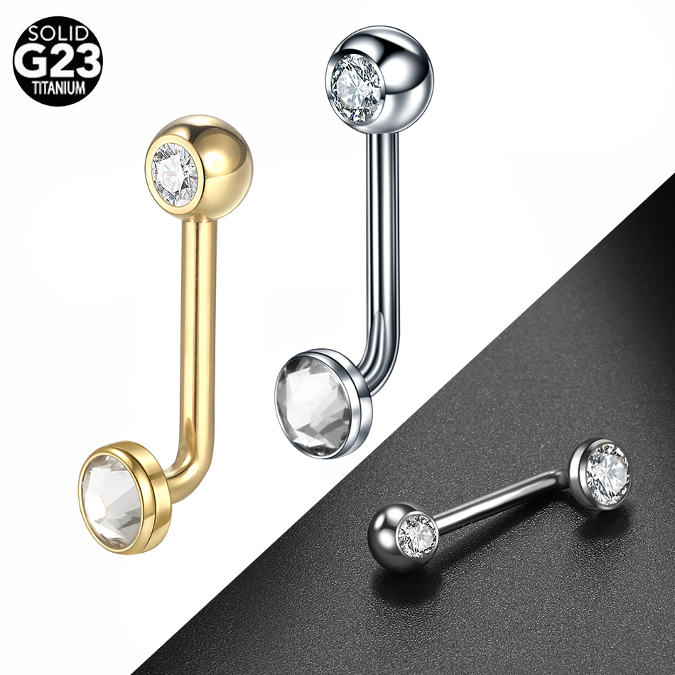 1PC G23 Titanium CZ Curved Bar - Christina Jewelry & Watches Marguerite Ørestik Forgyldt Sølv のレビューと価格