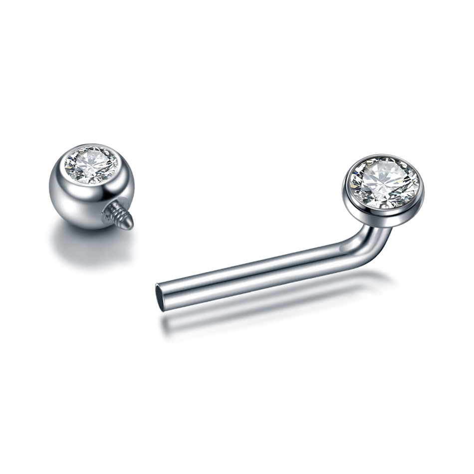 1PC G23 Titanium CZ Curved Bar - Christina Jewelry & Watches Marguerite Ørestik Forgyldt Sølv のレビューと価格