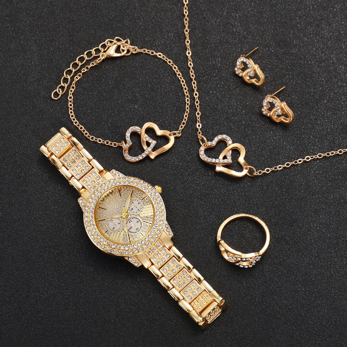 6PCS Luxury Rhinestone Women W - Jewelry Box Watches Bracelets のレビューと価格