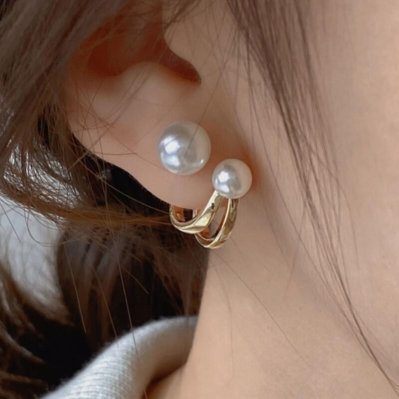 925 Silver Needle Korean Fashi - Pearl Stud Earrings のレビューと価格