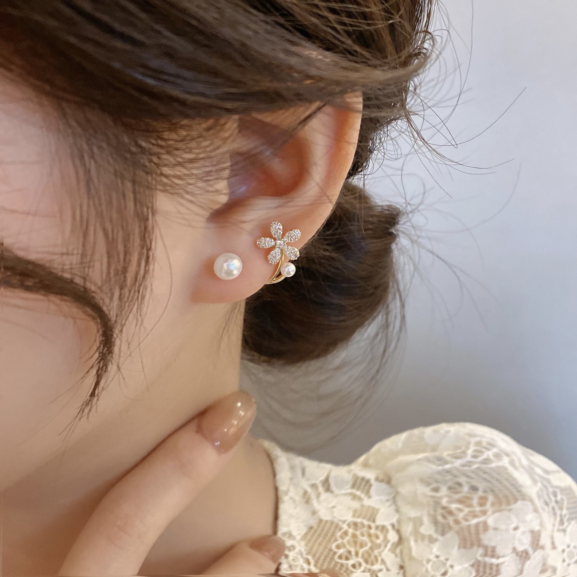 925 Silver Needle Korean Fashi - Pearl Stud Earrings のレビューと価格