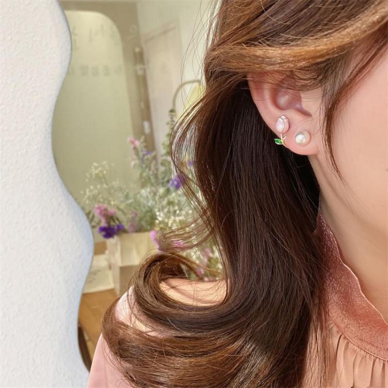 925 Silver Needle Korean Fashi - Pearl Stud Earrings のレビューと価格