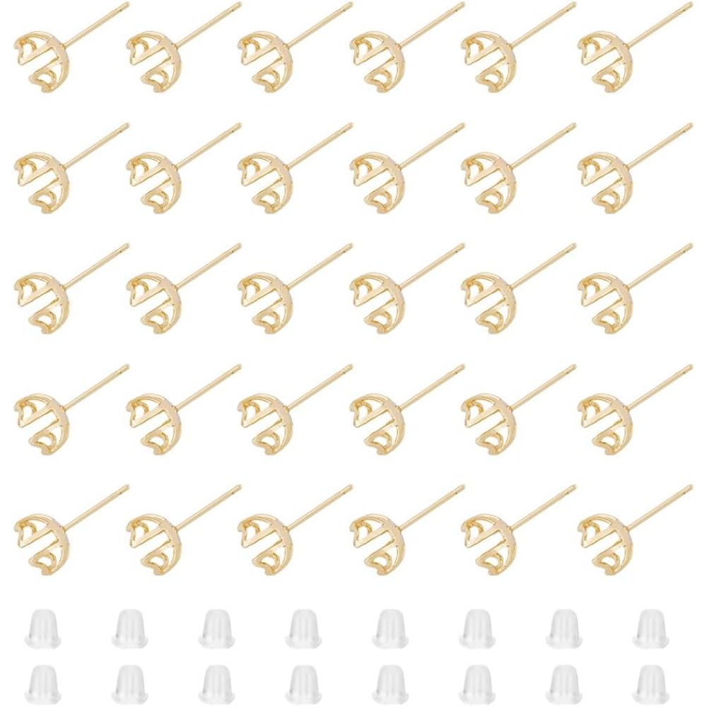 30Pcs Earring Mounting 4-Heart - Pearl Stud Earrings のレビューと価格