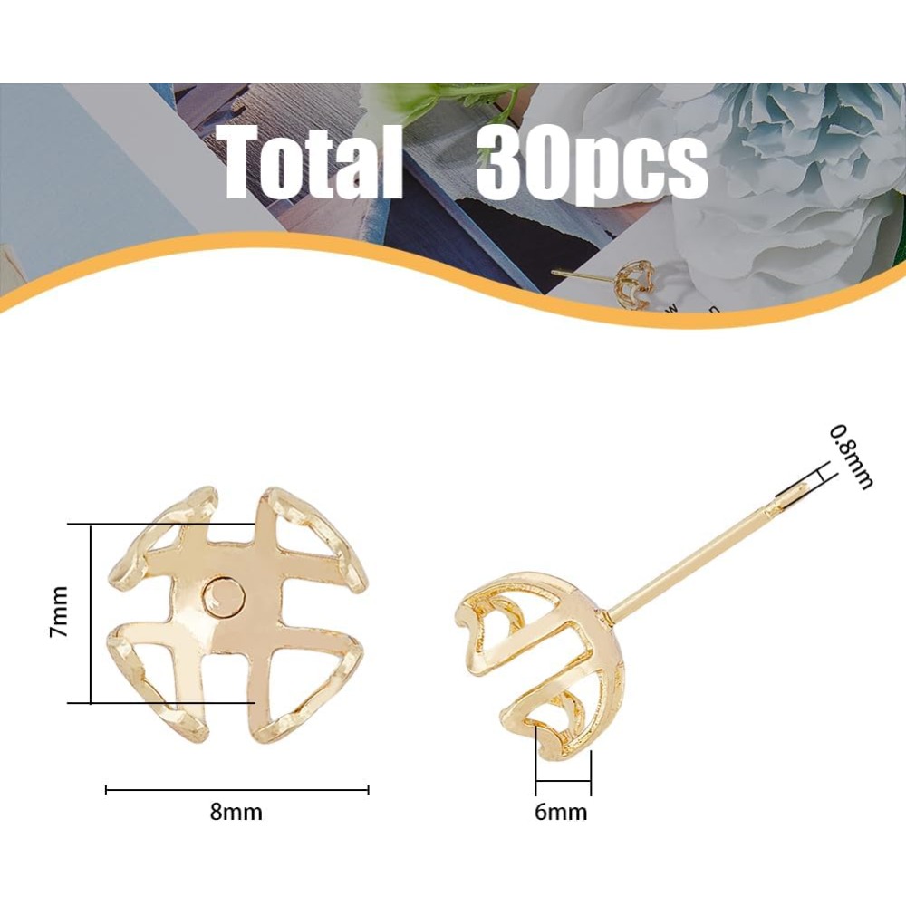 30Pcs Earring Mounting 4-Heart - Pearl Stud Earrings のレビューと価格