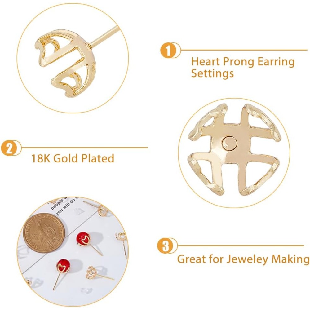 30Pcs Earring Mounting 4-Heart - Pearl Stud Earrings のレビューと価格