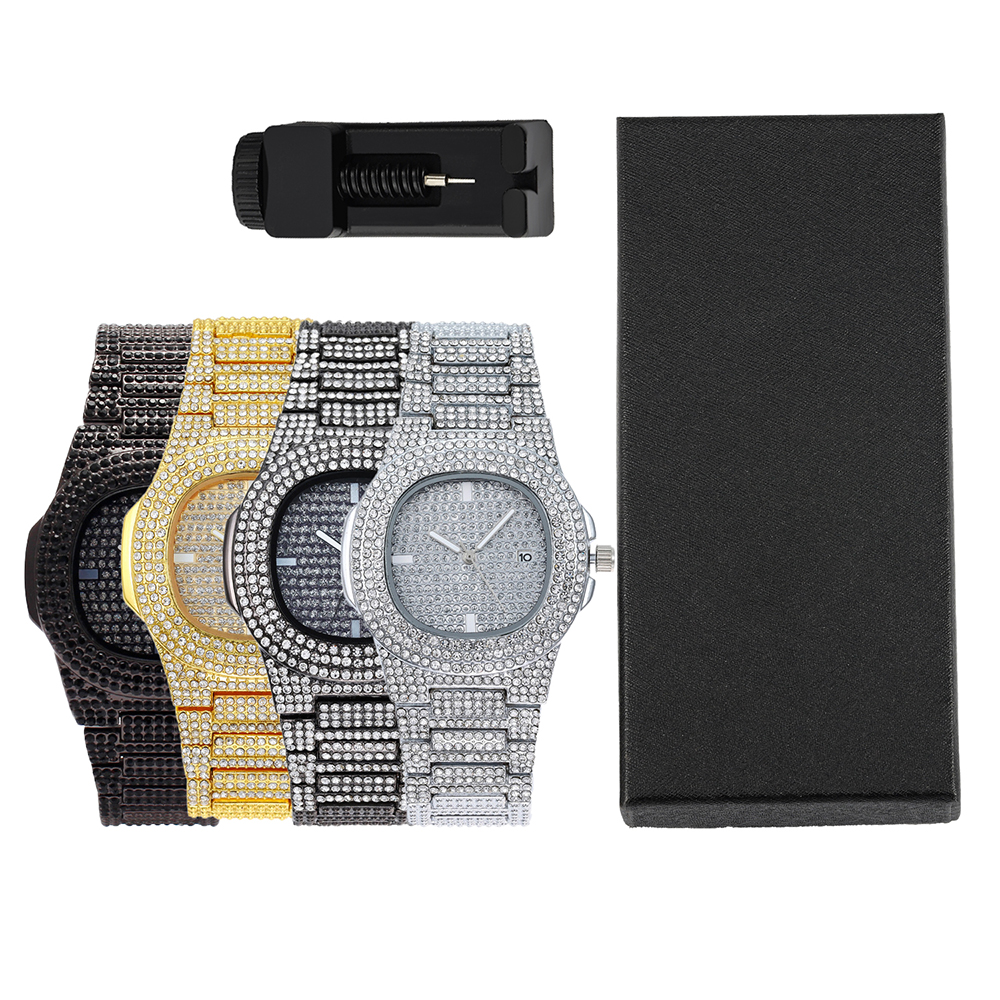 1pc Men Women Quartz Watch Ice - Jewelry Box Watches Bracelets のレビューと価格