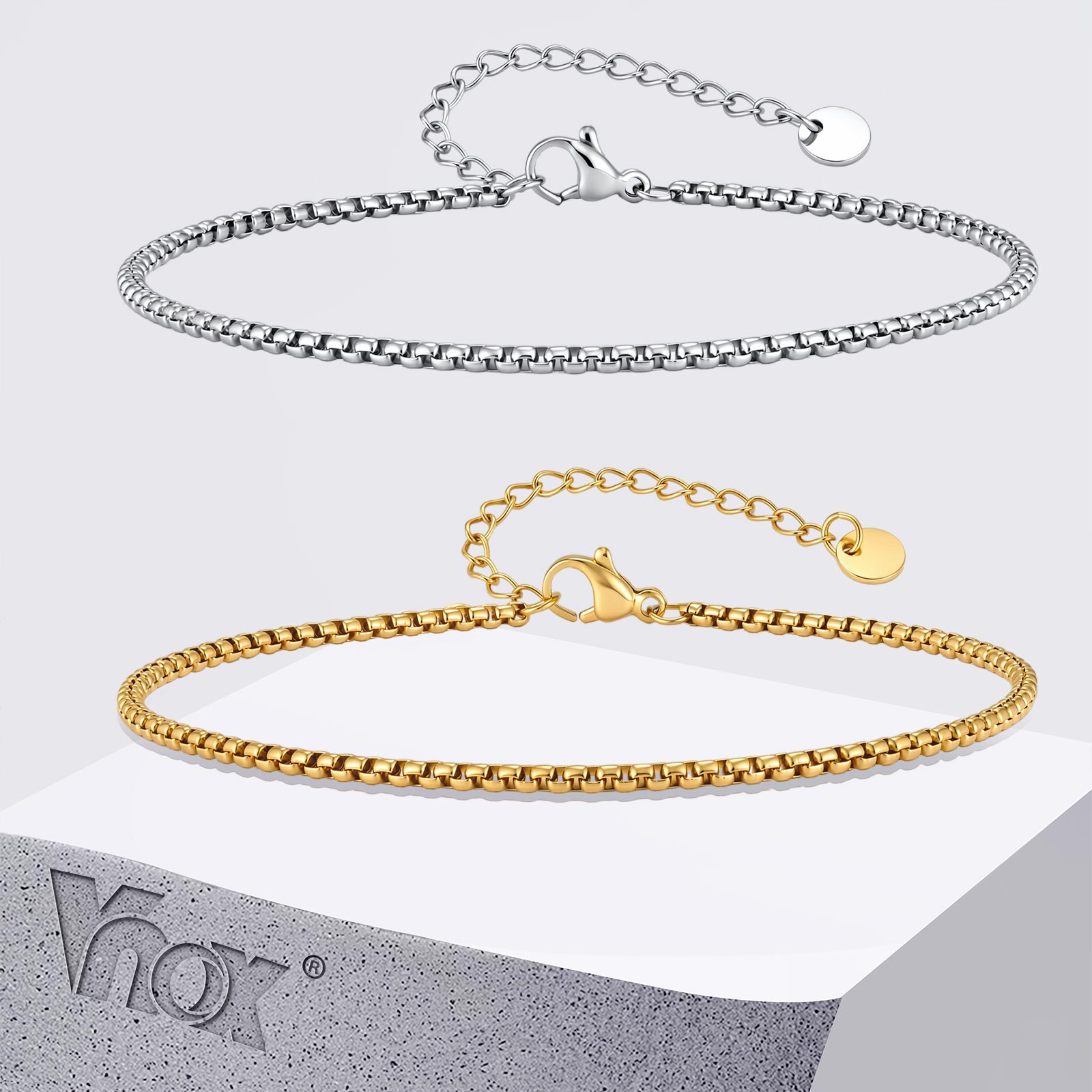 Vnox Stainless Steel Box Chain - Jc Jewelry & Watches Photos のレビューと価格