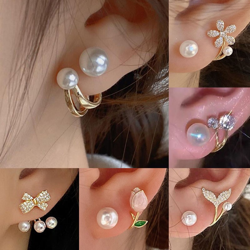 925 Silver Needle Korean Fashi - Pearl Stud Earrings のレビューと価格