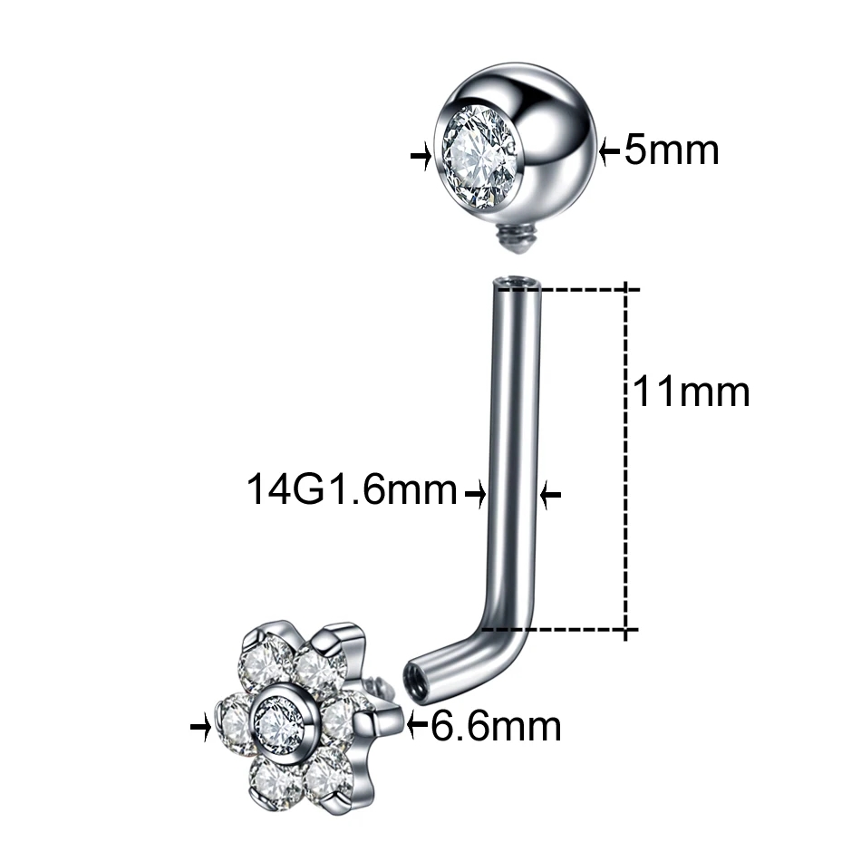 1Pc G23 Titanium Crystal Flowe - Christina Jewelry & Watches Marguerite Ørestik Forgyldt Sølv のレビューと価格