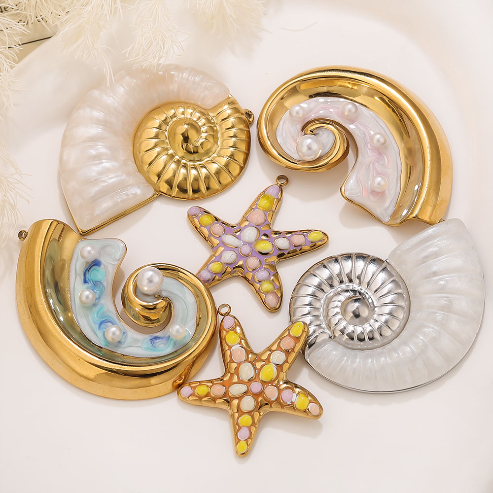 2PCS Pearl Conch Starfish Stai - Pearl Stud Earrings のレビューと価格