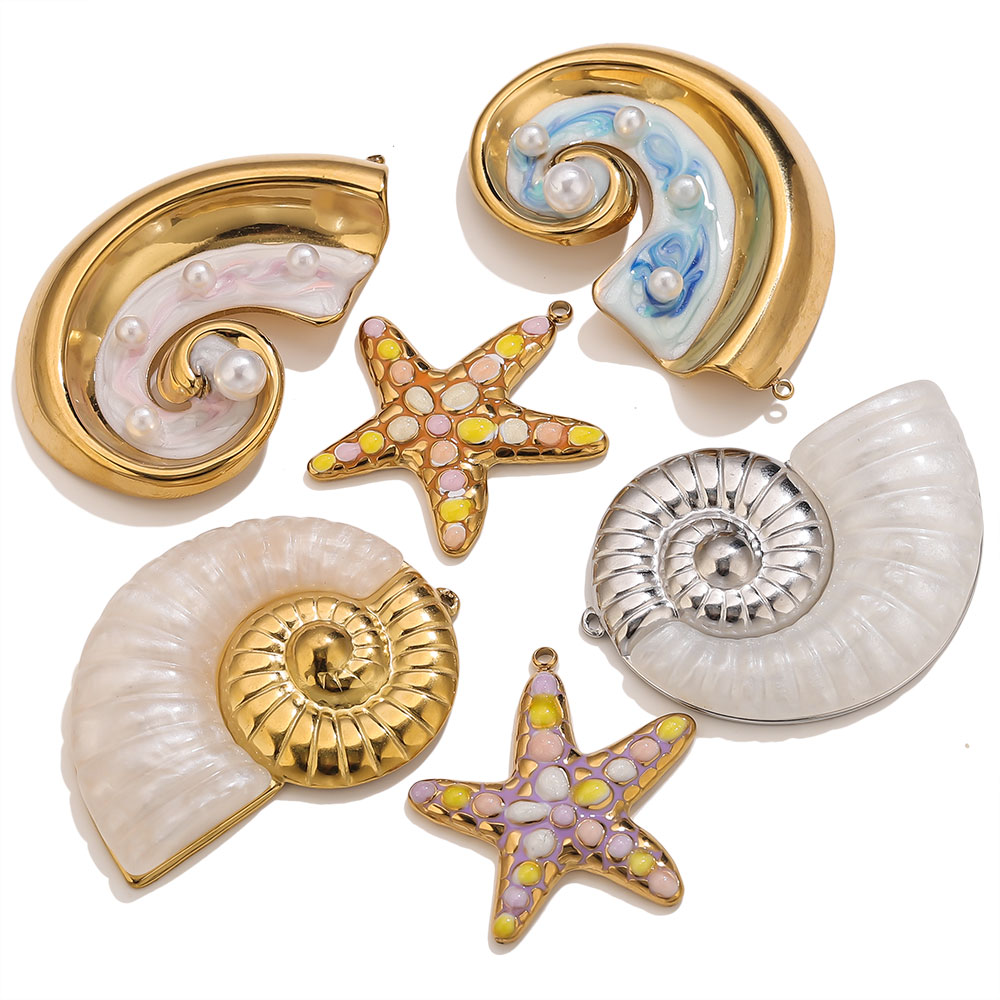 2PCS Pearl Conch Starfish Stai - Pearl Stud Earrings のレビューと価格