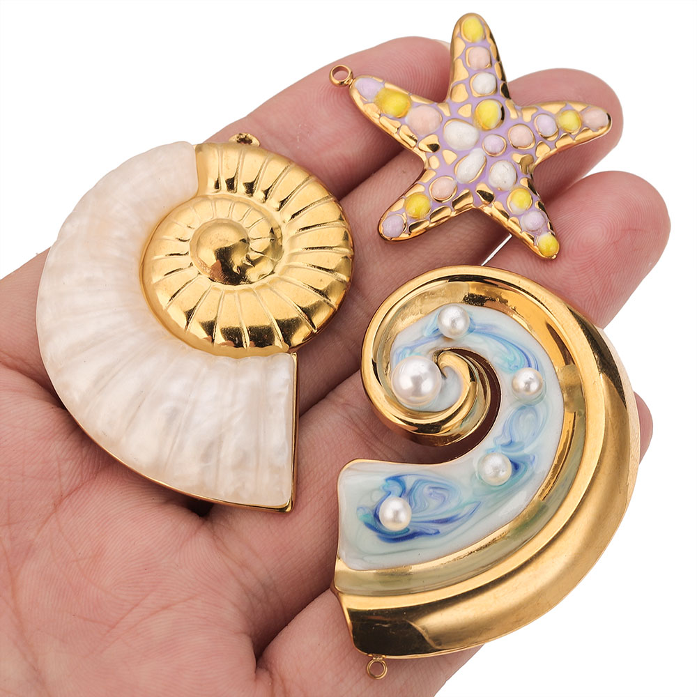 2PCS Pearl Conch Starfish Stai - Pearl Stud Earrings のレビューと価格