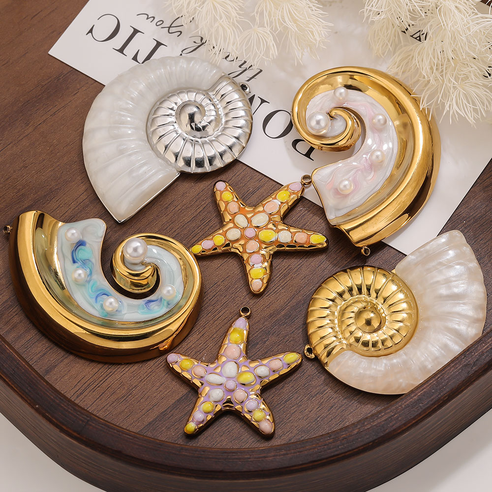 2PCS Pearl Conch Starfish Stai - Pearl Stud Earrings のレビューと価格