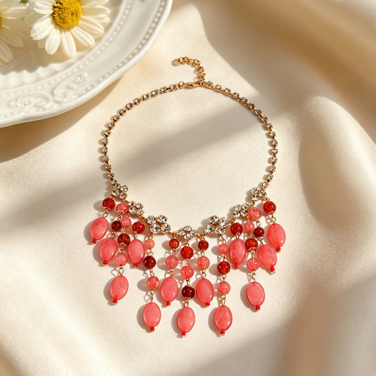 Trendy Pink Red Teardrop Beade - The Jewelry & Watches のレビューと価格