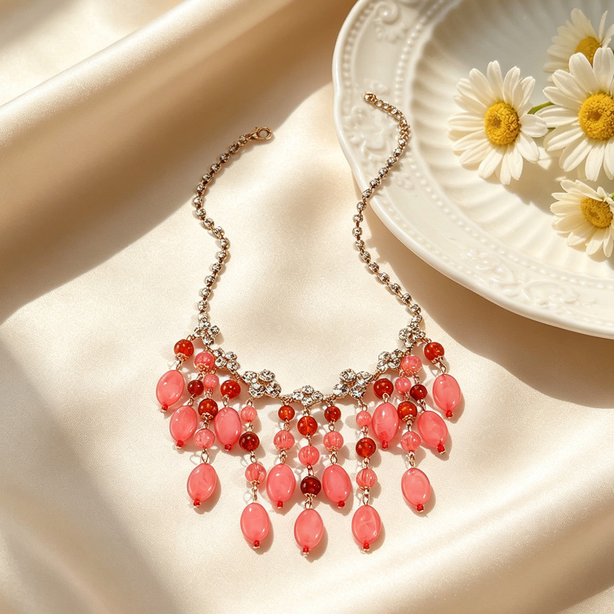 Trendy Pink Red Teardrop Beade - The Jewelry & Watches のレビューと価格