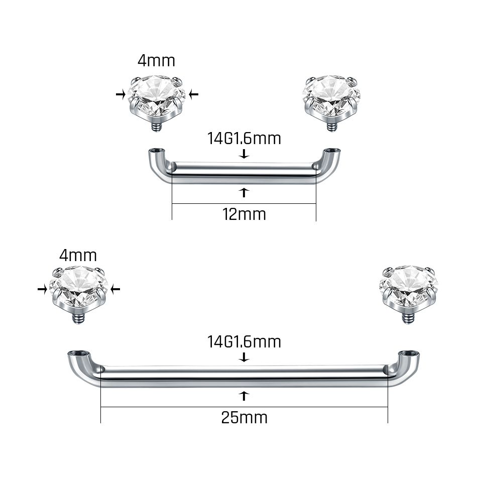 1PC Titanium Surface Piercing  - Christina Jewelry & Watches Marguerite Ørestik Forgyldt Sølv のレビューと価格