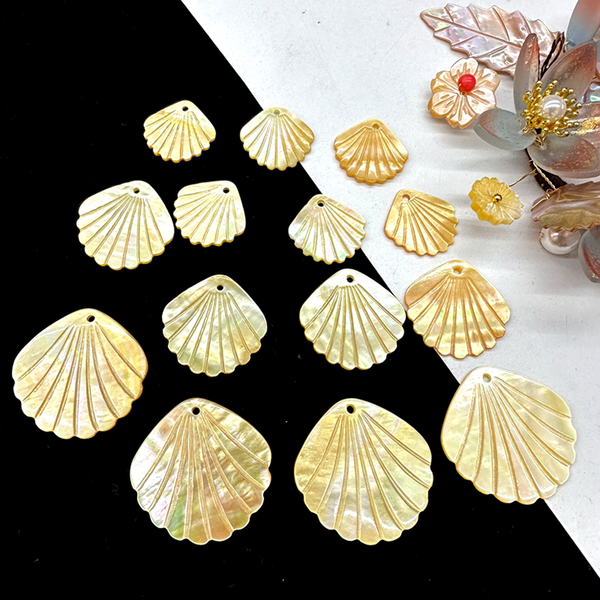 5Pcs Shell Beads With Hole Nat - Pearl Stud Earrings のレビューと価格