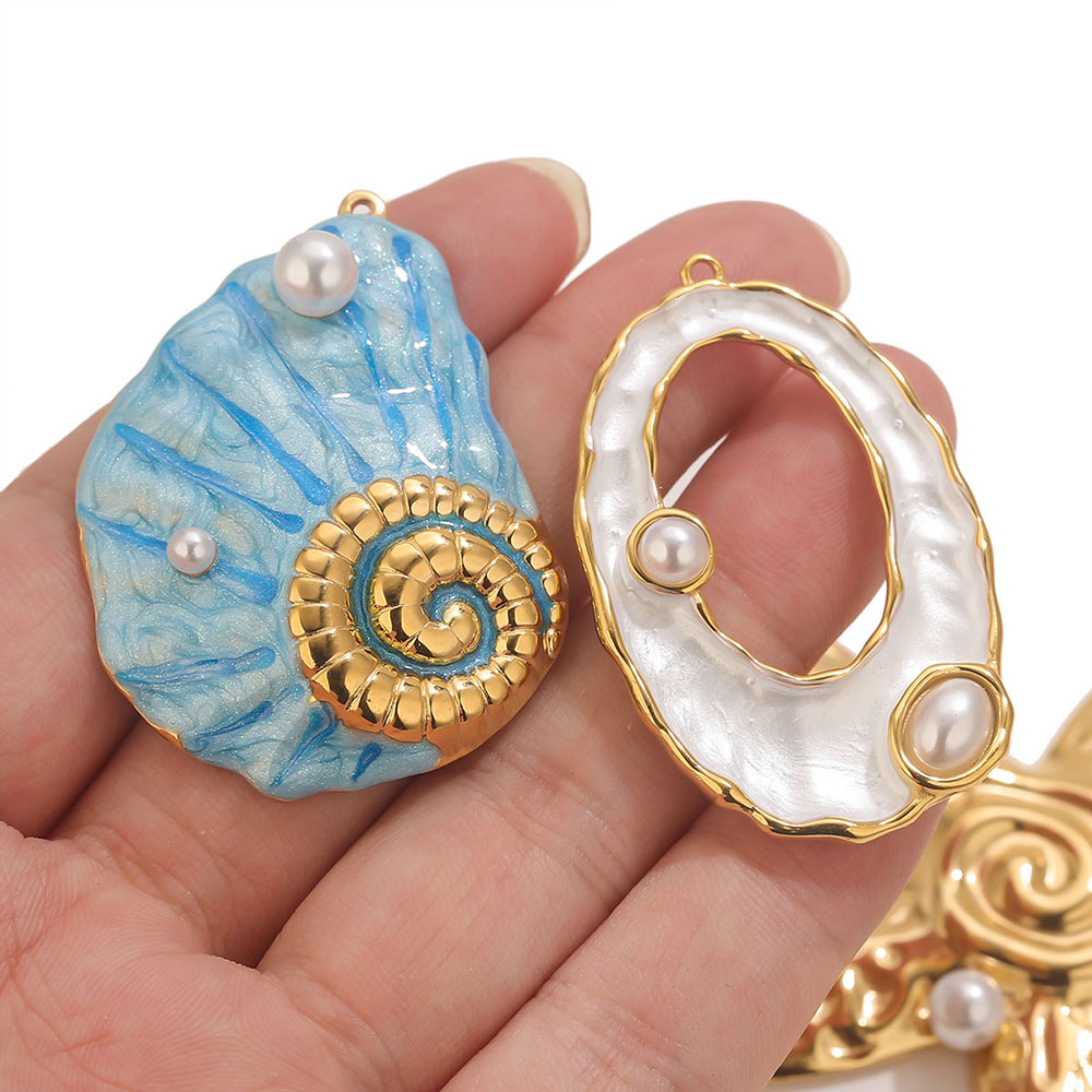 1pcs Large Conch Starfish Shel - Pearl Stud Earrings のレビューと価格