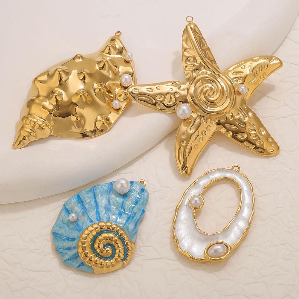 1pcs Large Conch Starfish Shel - Pearl Stud Earrings のレビューと価格