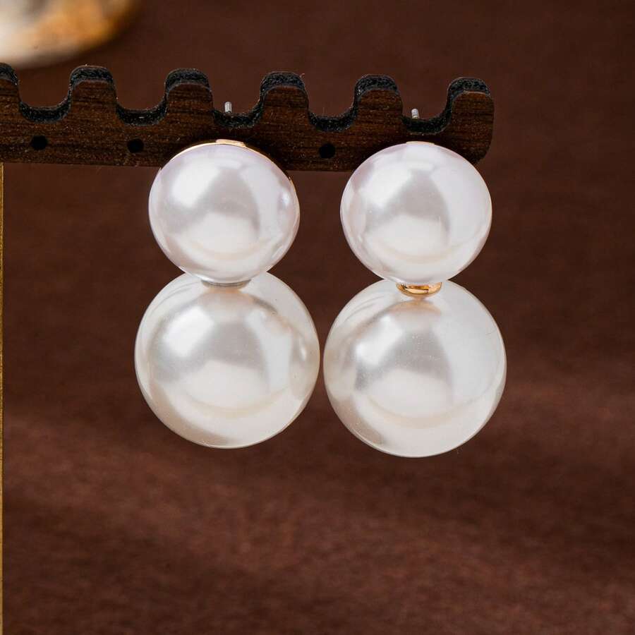 New Fashion Large Pearl Stud E - Pearl Stud Earrings のレビューと価格