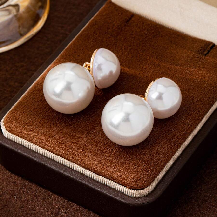 New Fashion Large Pearl Stud E - Pearl Stud Earrings のレビューと価格