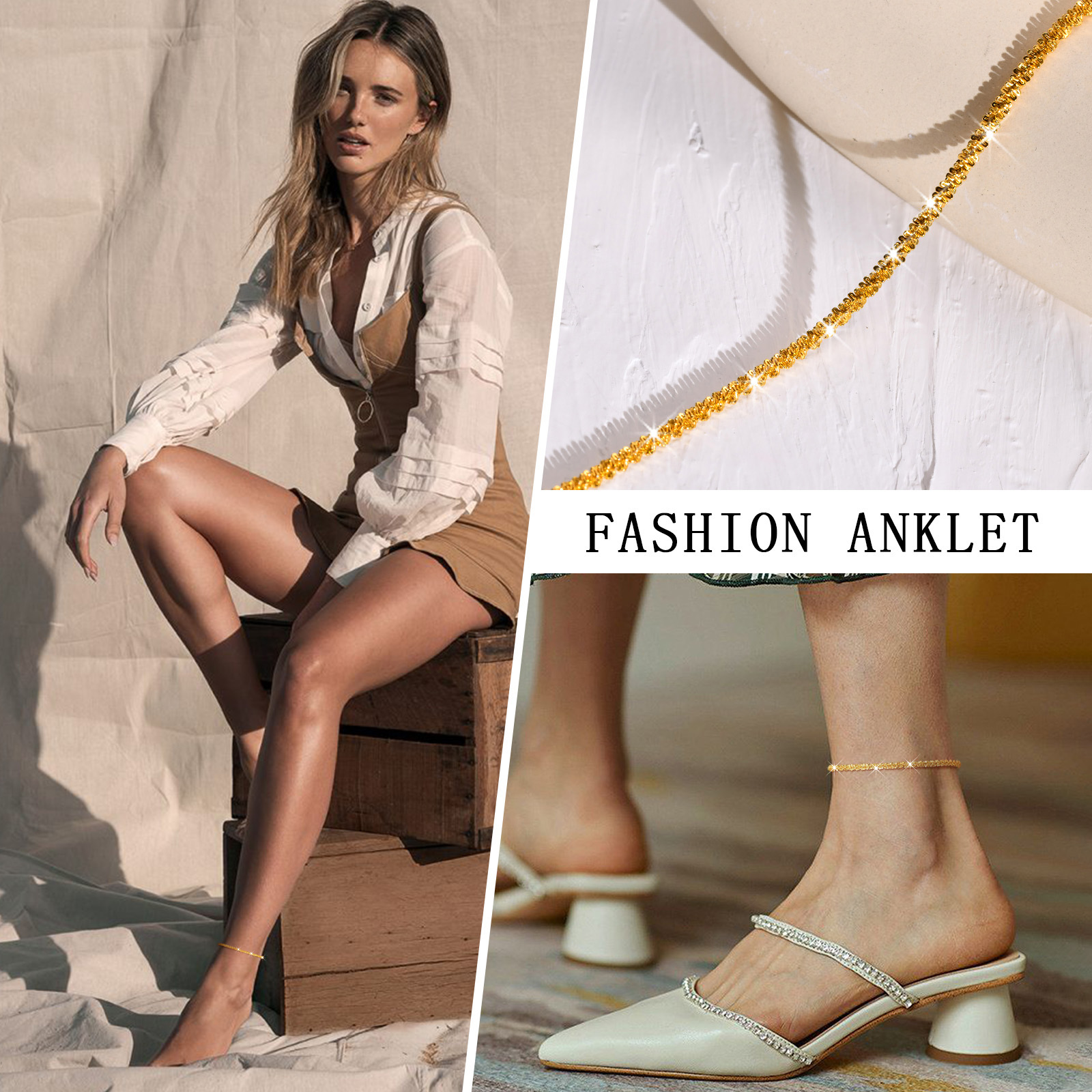 Sparkling gold anklet bracelet - Jc Jewelry & Watches Photos のレビューと価格