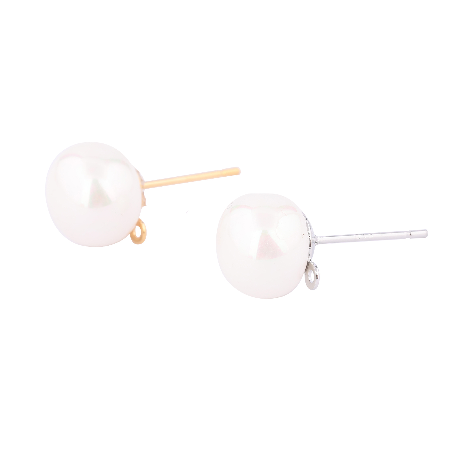 10pcs Copper White K Gold Plat - Pearl Stud Earrings のレビューと価格