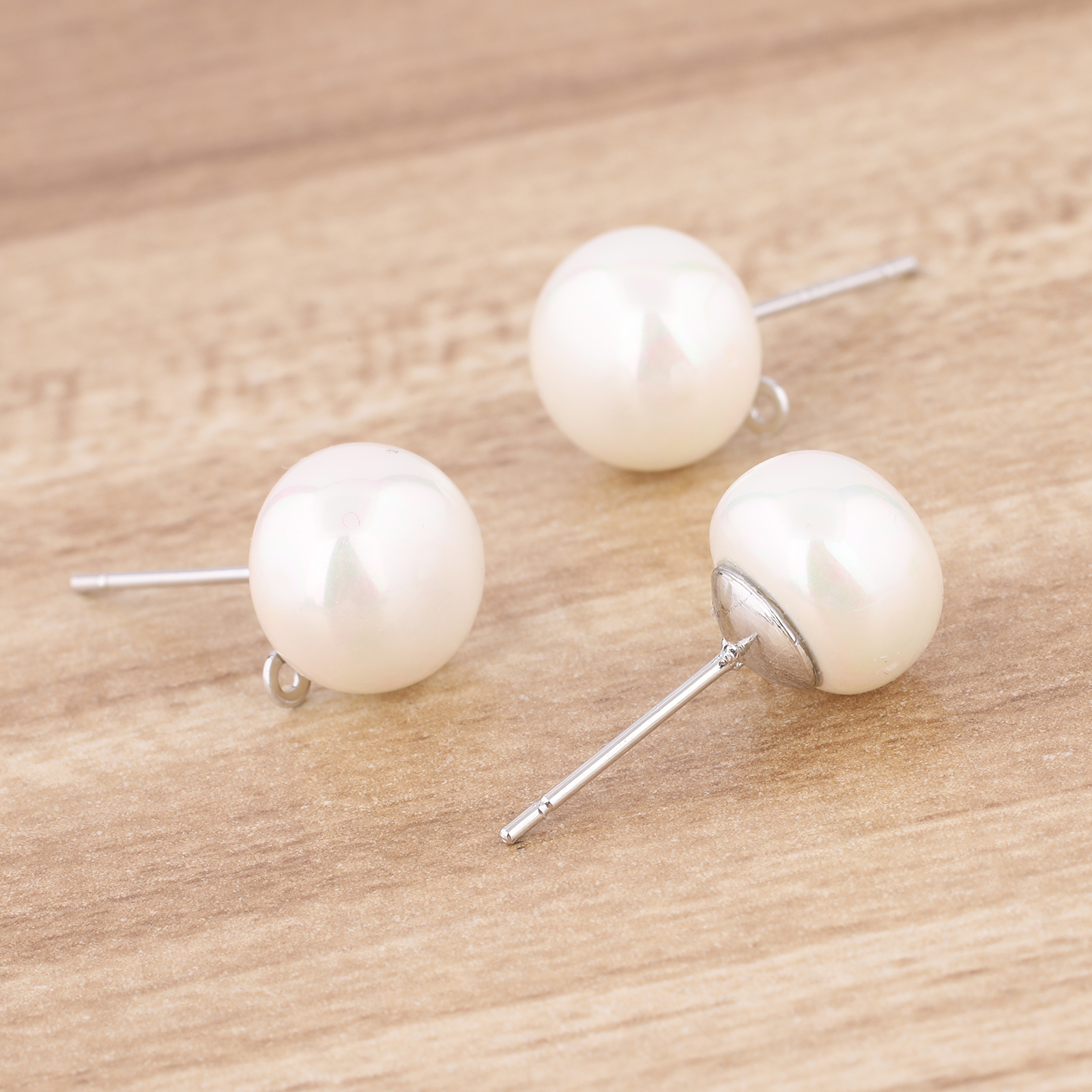 10pcs Copper White K Gold Plat - Pearl Stud Earrings のレビューと価格